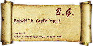 Babák Györgyi névjegykártya